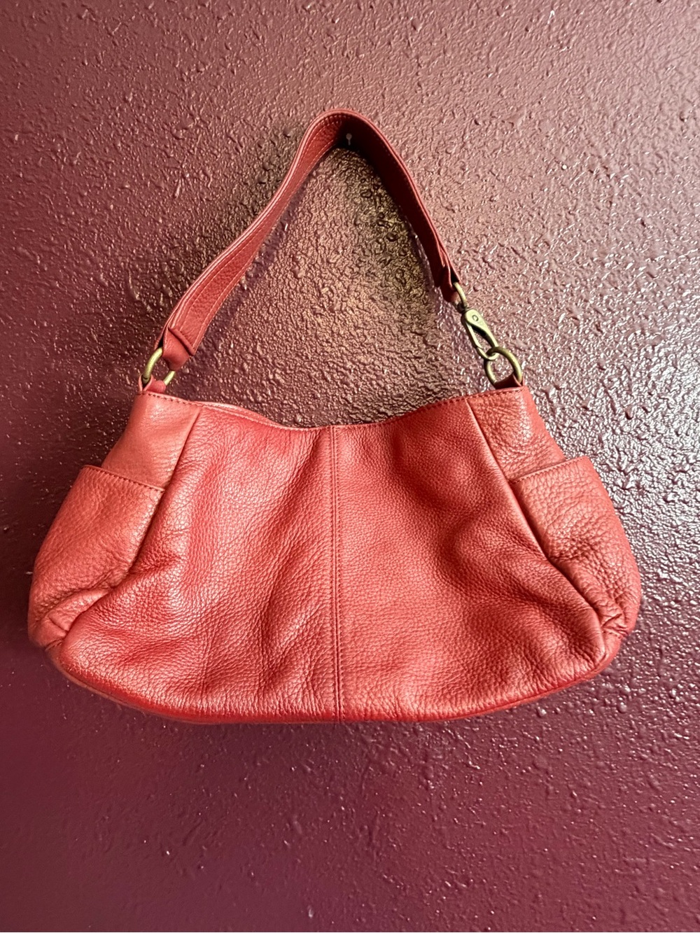 HOBO International Leather Shoulder Bag Maroon